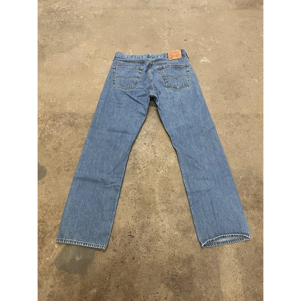 Levis 501 Jeans‎ Mens 34x31 Medium Blue Denim Regular Straight Leg Button Fly
